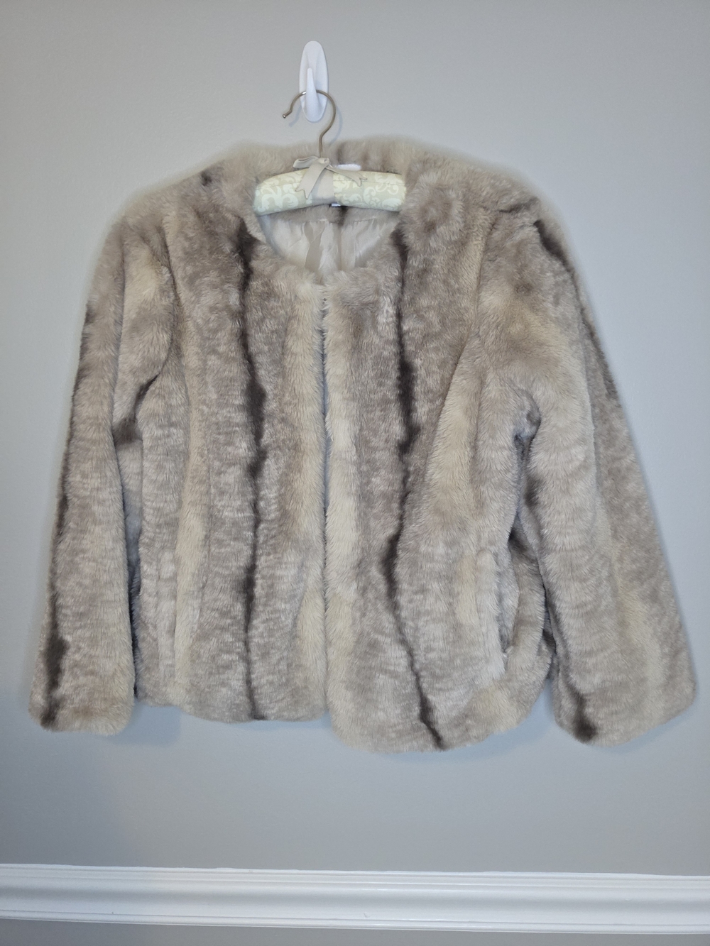 BB Dakota Neutral Faux Fur Teddy Jacket in Taupe